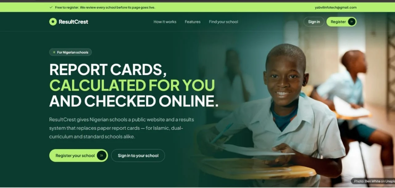 ResultCrest authentic desktop homepage screenshot