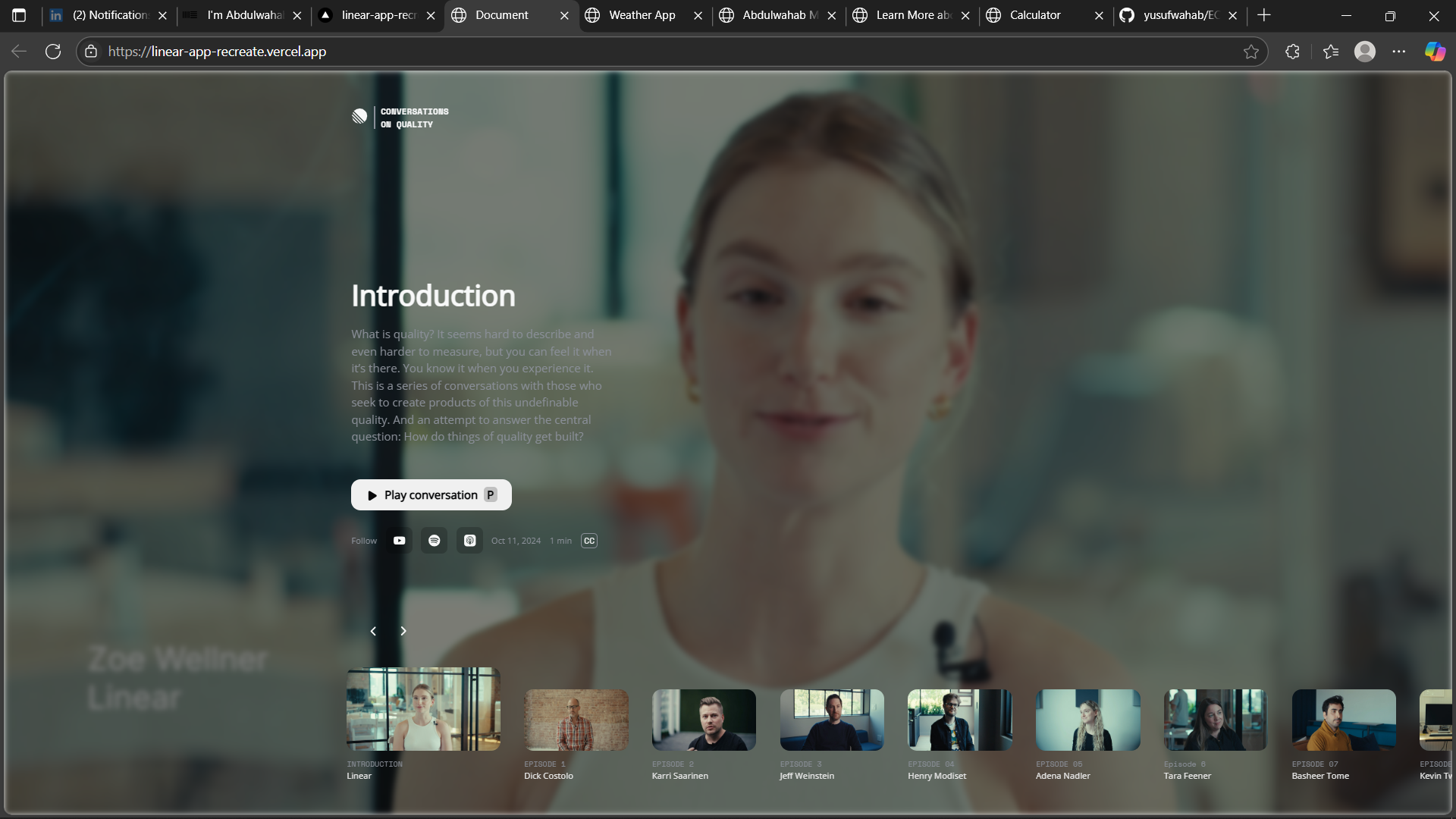 Linear.app Homepage Recreation